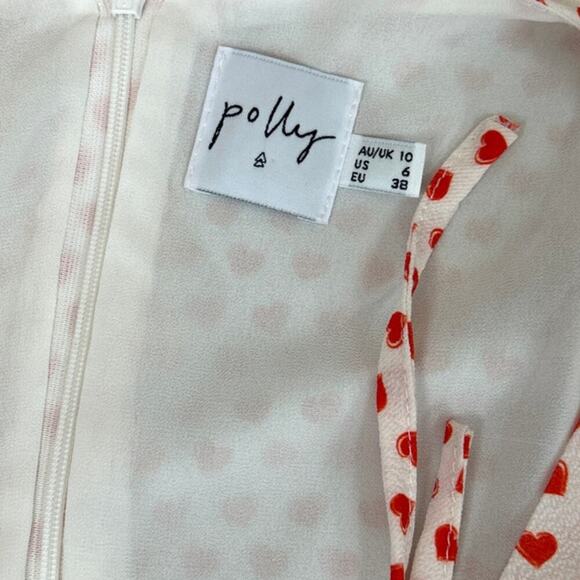 The Eris Mini Dress White/Red heart polka dot shift sheath Valentine SZ 6 - Picture 4 of 7